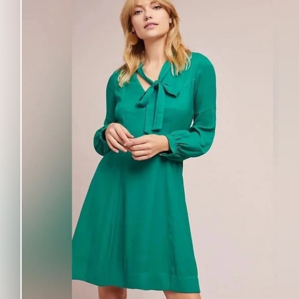 Moulinette Souers for Anthropologie green long sleeved mini dress 0P NWT